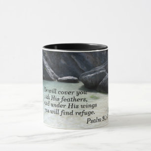 Taza Salmo 91:4 Te cubrirá con sus plumas