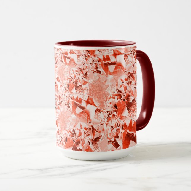 Taza Salmón llamativo a rojo con algo brillante y retor (Anverso derecho)