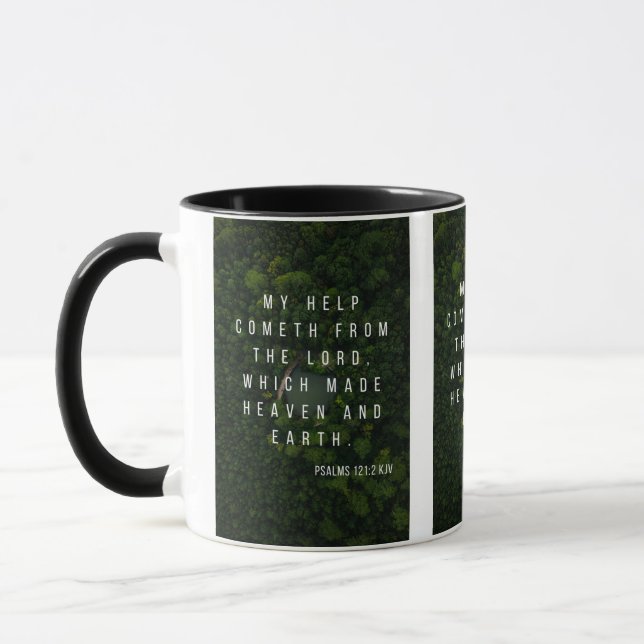 Taza Salmos 121:2 KJV Biblia Scripture Pic 2-Tone Mug (Izquierda)