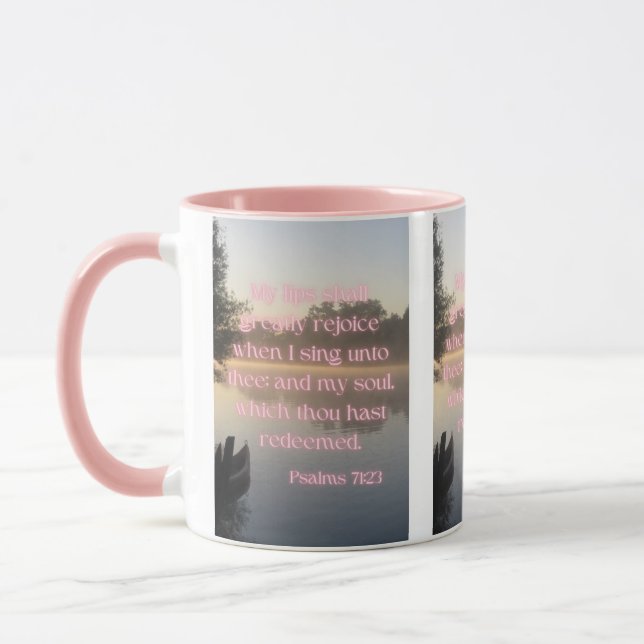 Taza Salmos 71:23 KJV Biblia Verse Pic 2-Tone Mug (Izquierda)