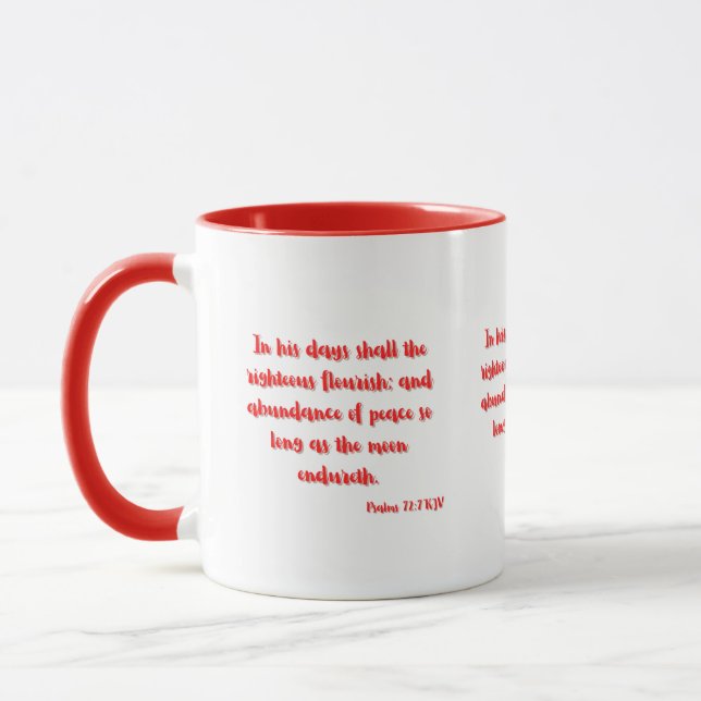 Taza Salmos 72:7 KJV Biblia Verse Mug de dos tonos (Izquierda)