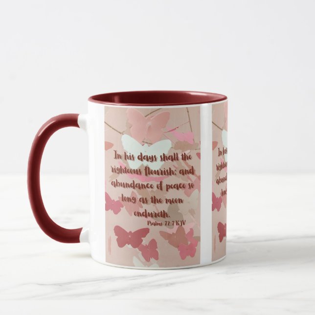 Taza Salmos 72:7 KJV Biblia Verse Pic Mug De Dos Tones (Izquierda)