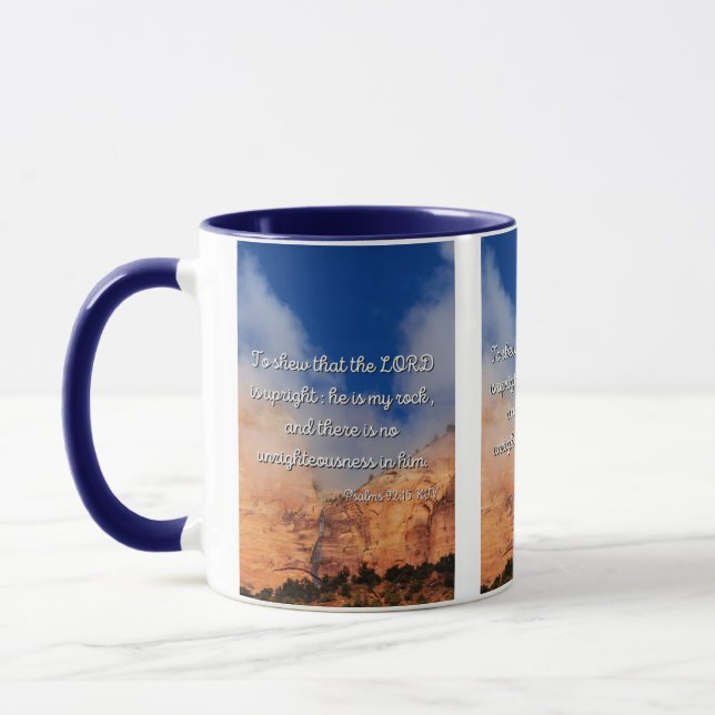 Taza Salmos 92:15 Biblia Verse Mug de dos tonos (Izquierda)