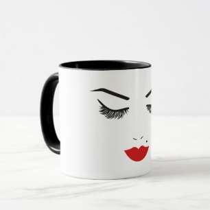 Taza Salón de Belleza Maquillaje de Cara Pestañas y Lab