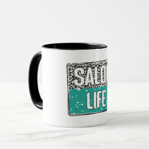 Taza Salon Life Verde azulado y Leopard Hair Stylist