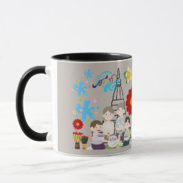 Taza Salpicadura de flor perfumada gris