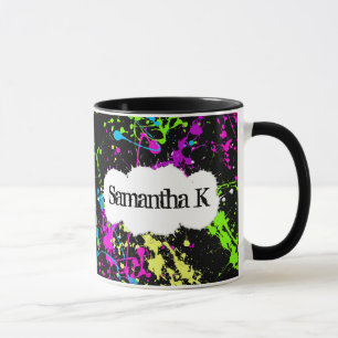 Taza Salpicadura de neón retra fresca de la pintura en