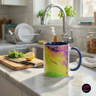 Taza Salpicadura de pintura abstracta neón rosa