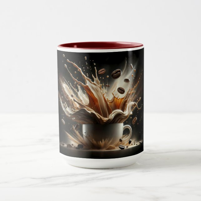 Taza Salpicadura dramática de café con granos de café f (Centro)