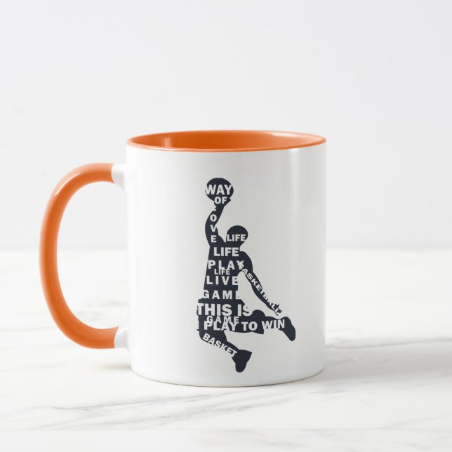 Taza Saltar al jugador de baloncesto con texto de cuerp (Izquierda)