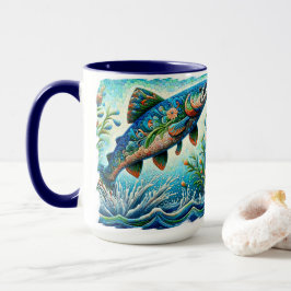 Taza Salto de salmón Mosaic Floral Azul Peach