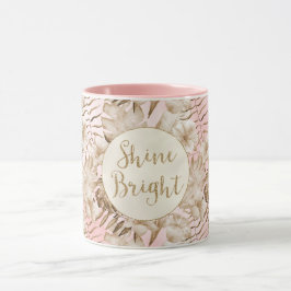 Taza Saltos Tropicales Crema Rubor Dorado Purpurina Shi