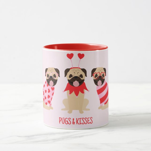 Taza Saltos Y Besos Perros De Pug Cute (Centro)