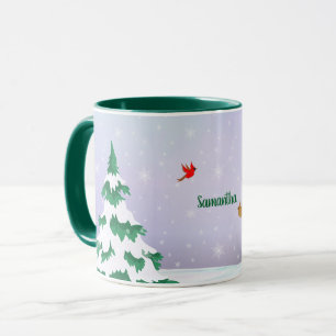 Taza Saludo de Navidad de los Cardenales de Invierno