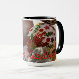 Taza Saludo de temporada con ornamentos