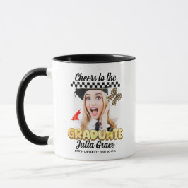 Taza Saludos a la foto del Personalizado blanco graduad