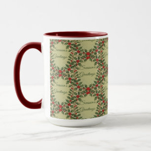 Taza Saludos de la Temporada Decorativos de Bayas de Ac