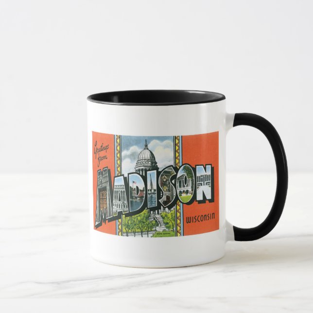 Taza ¡Saludos de Madison, Wisconsin! (Derecha)