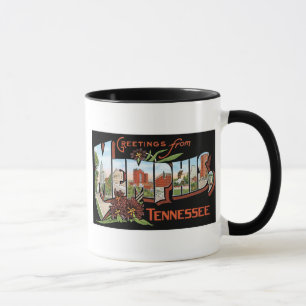 Taza ¡Saludos de Memphis, Tennessee! Postal retra