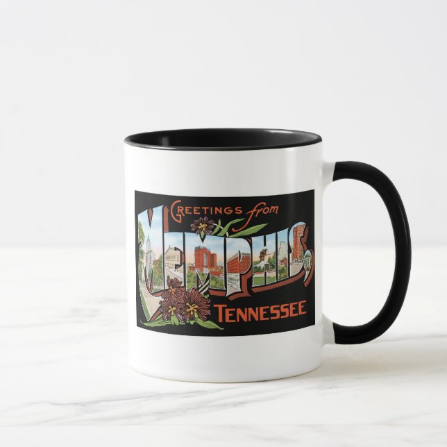 Taza ¡Saludos de Memphis, Tennessee! Postal retra (Derecha)