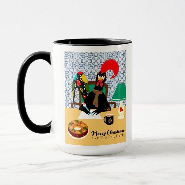 Taza Saludos de Navidad desde el Rooster Portugués (Izquierda)