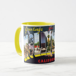 Taza Saludos de Viaje Antiguos de Hollywood California