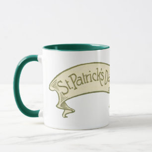 Taza Saludos dorados vintage del día de San Patricio