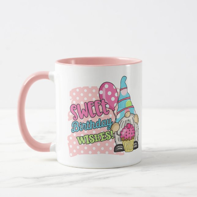 Taza saludos dulces de cumpleaños agregar monograma (Izquierda)