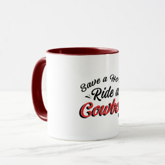 Taza Salva Un Caballo Monta Un Vaquero