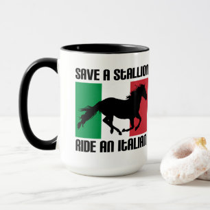 Taza Salva un semental, monta un italiano ¡Meme diverti