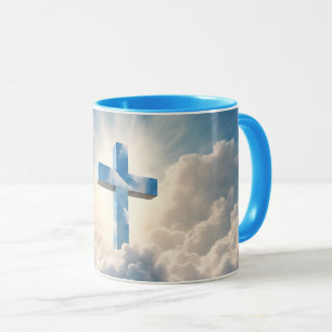 Taza Salvación, cruz en las nubes,