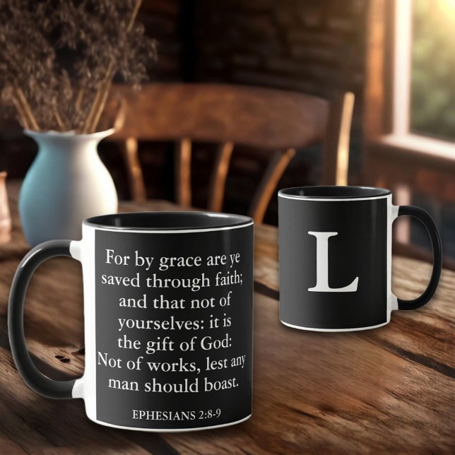 Taza Salvado Por Grace KJV Biblia Verse Christian Monog (Subido por el creador)