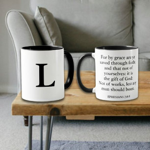 Taza Salvado Por La Biblia De Gracia Verse Monograma Cr
