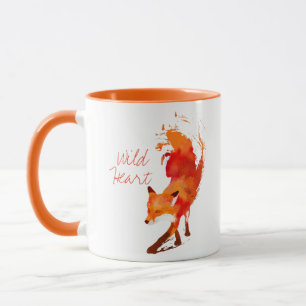 Taza salvaje del Fox del color de agua del corazón