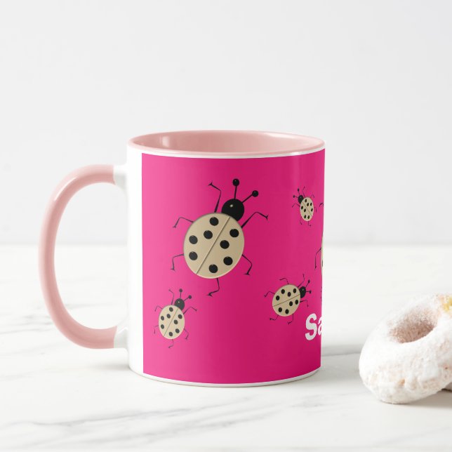 Taza ¡Sálvame! Mariquitas coloridas personalizadas (Con donut)