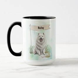 Taza Samoyed Watercolor Personalized Dog