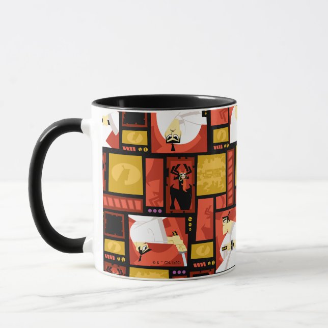 Taza Samurai Jack & Aku Character Art Panel Pattern (Izquierda)
