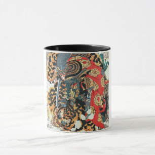 Taza Samurai lucha contra un tigre, Kuniyoshi, Ukiyo-e