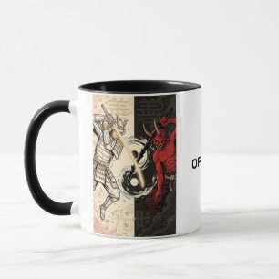 Taza Samurai vs Japanese Oni Demon Dual Yin Yang Graphi