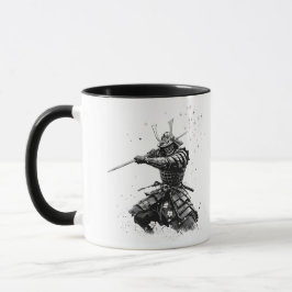 Taza Samurai Warrior in Action Japanese Art Ceramic 