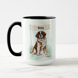 Taza San Bernardo Acuarela Perro Personalizado