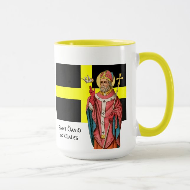 Taza San David de Gales (P 001) y su bandera (Derecha)