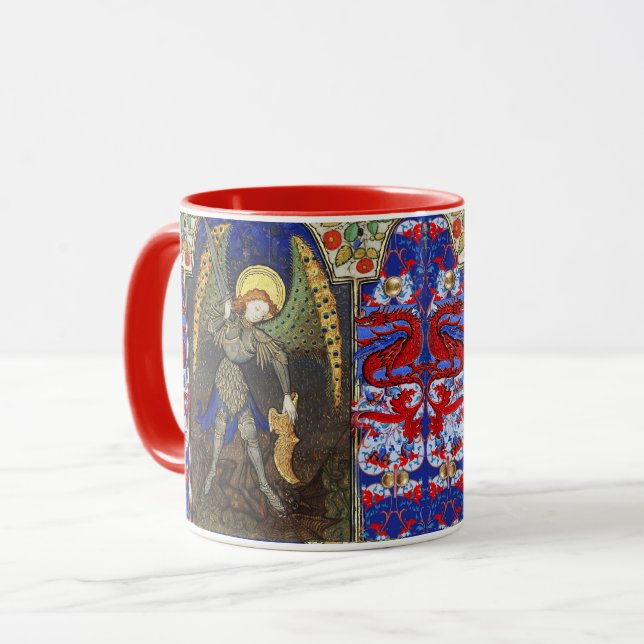 Taza San Miguel el Arcángel con el diablo , dragones ro (Anverso izquierdo)