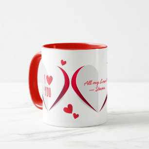 Taza San Valentín de papel lindo corazón a la música pe