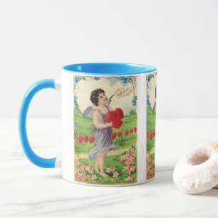 Taza San Valentín Victoriano Antiguo, Ángel con Corazón