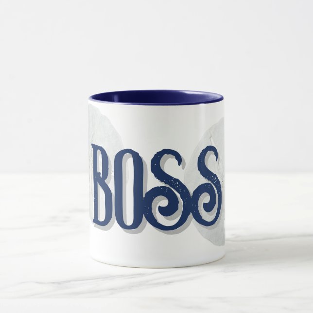 Taza Sand Dollars Boss Textos Café Blanco Mug (Centro)
