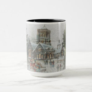 Taza Santa antiguo con niños frente a una iglesia
