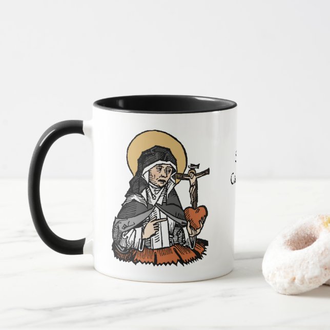 Taza Santa Catalina de Siena con el corazón crucifijo (Con donut)