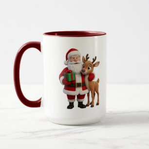 Taza Santa Claus and Rudolph Cartoon