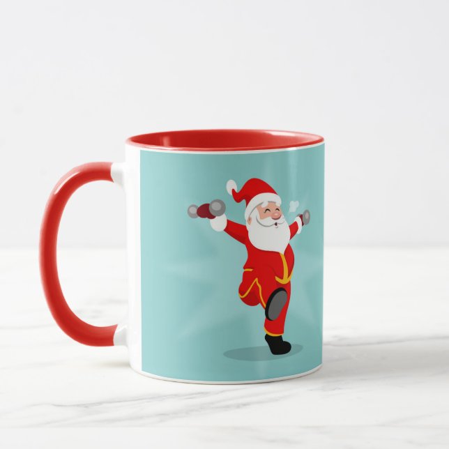 Taza Santa Claus haciendo ejercicios de fitness (Izquierda)